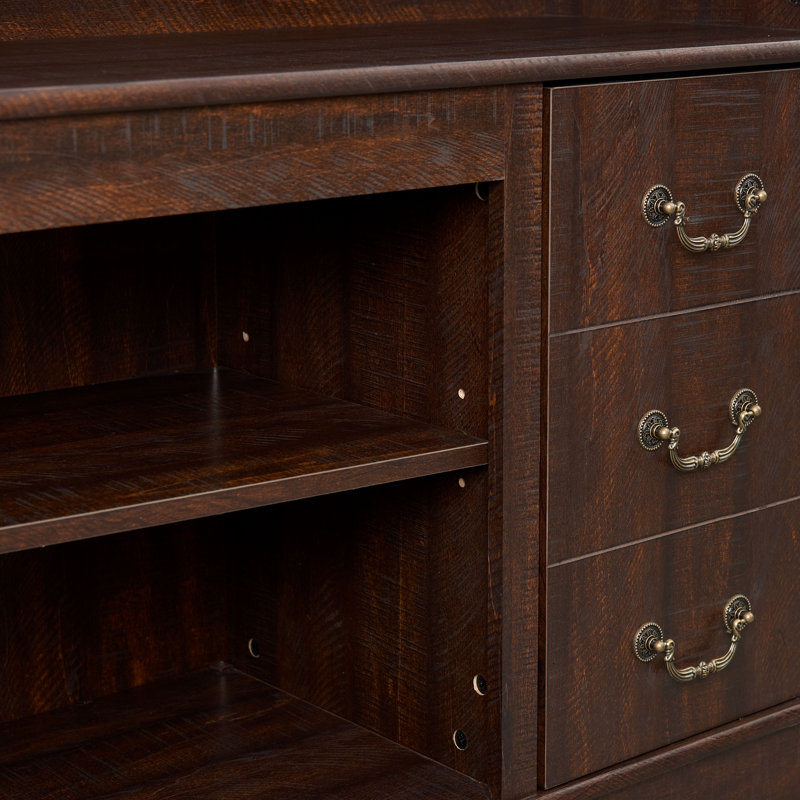 Espresso MDF Rustic Farmhouse TV Media Console with Storage, 60"