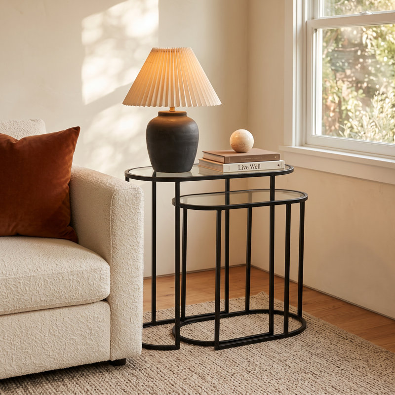 Eboni Glass Top End Table