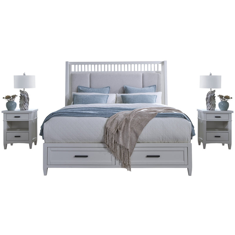 Bankhead Shelter Bed With 2 Nightstands And Dresser With Mirror, Queen, 3 Pcs: Bed, 2 Nightstands