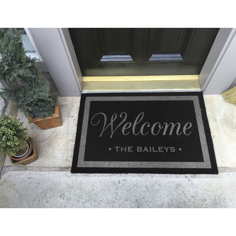 Boalt All-Weather Personalized Non-Slip Outdoor Door Mat Canora Grey Color: Black, Customize: Yes