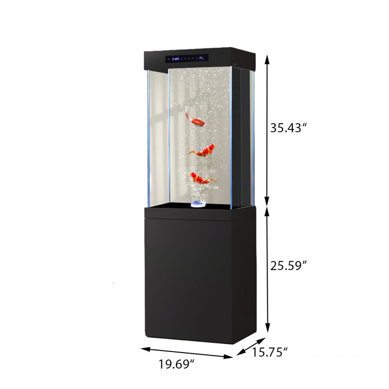 Aquarium vertical sur pied 19,69 po, Transparent/noir, 34,34 gallons (H 61,02 po x l 19,69 po x P 15,75 p