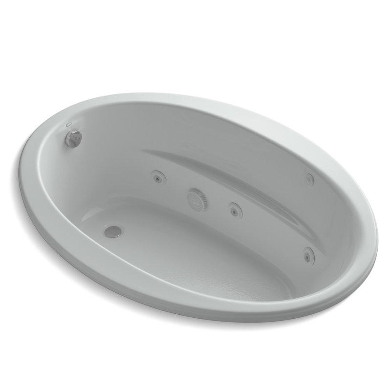 Sunward 60" x 42" Undermount Whirlpool Bathtub, Ice Gray, Yes