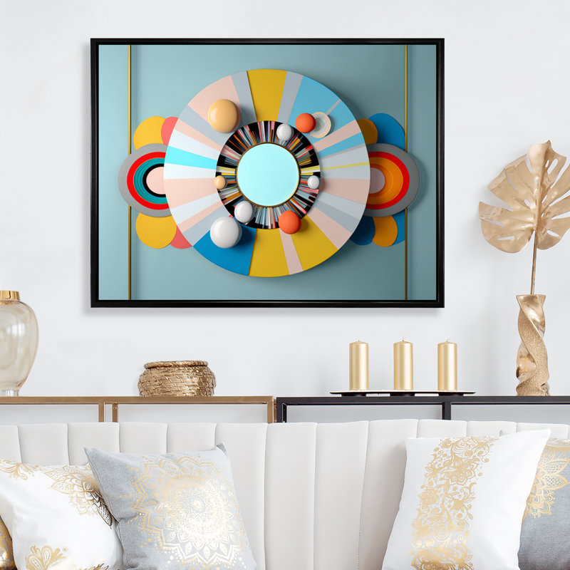 «Circle Dimensions in Pastel Tones II», reproduction sur toile flottante, L 40 po x H 30 po, Noir