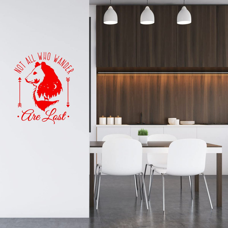 Adhésif décoratif «Not all Who Wander are Lost», H 13 po x l 11 po, Rouge