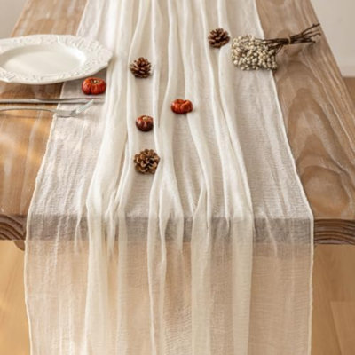 Chemin de table en coton blanc