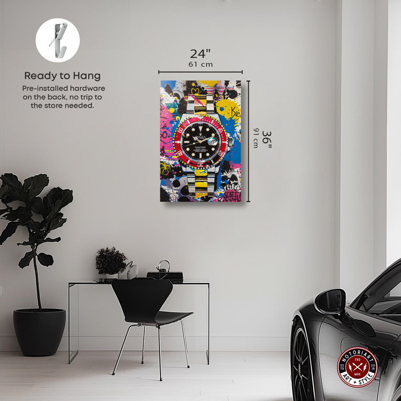 «Watch Graffiti Canvas Urban Graffiti Wall Art» par Notoriart, Toile tendue, H 36 po x l 24 po