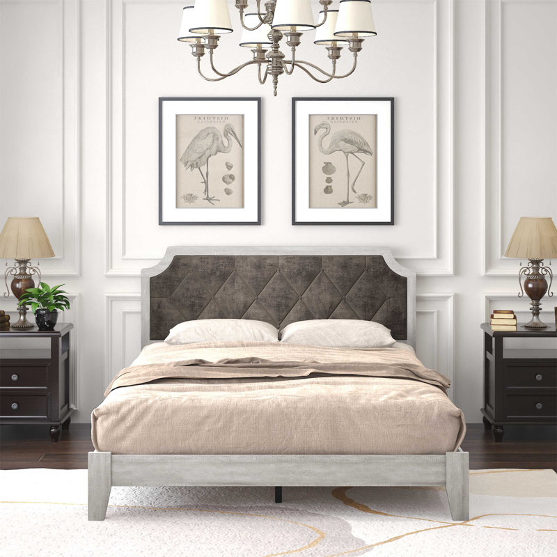 Isenbert Queen Platform Bed with Headboard, Dusty Gray