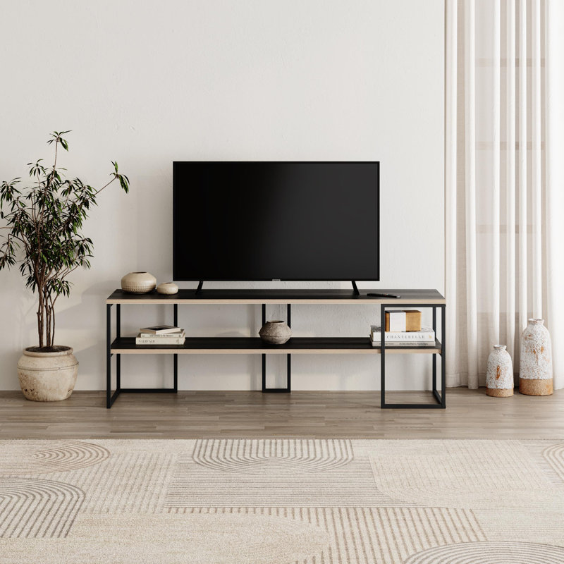 TV Stand for TVs up to 55", Black Wood