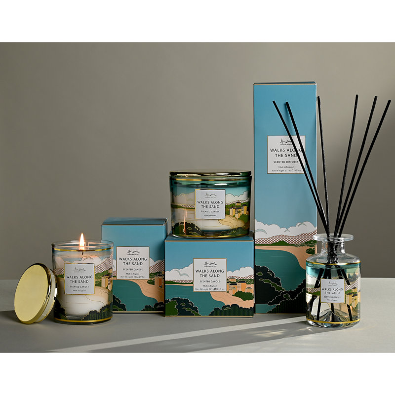 Scented Jar Candle with Glass Holder, Gold/Clear