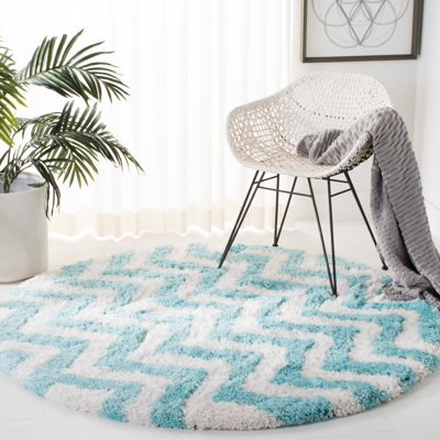 Barcelona Shag Hand Tufted Performance Chevron Rug