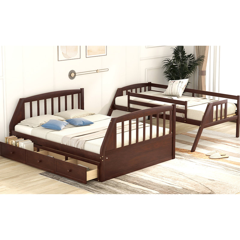 Lit superposé simple avec escalier de rangement - Améliore la fonctionnalité des tiroirs et procure une bonne nuit de sommeil