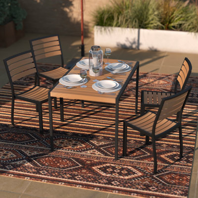 4 - Person Patio Dining Set Umbrella Hole Included Rectangular Table