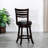 24" Counter Height Slat Back Swivel Stool, Espresso Finish, Black Leather Seat-2141856491
