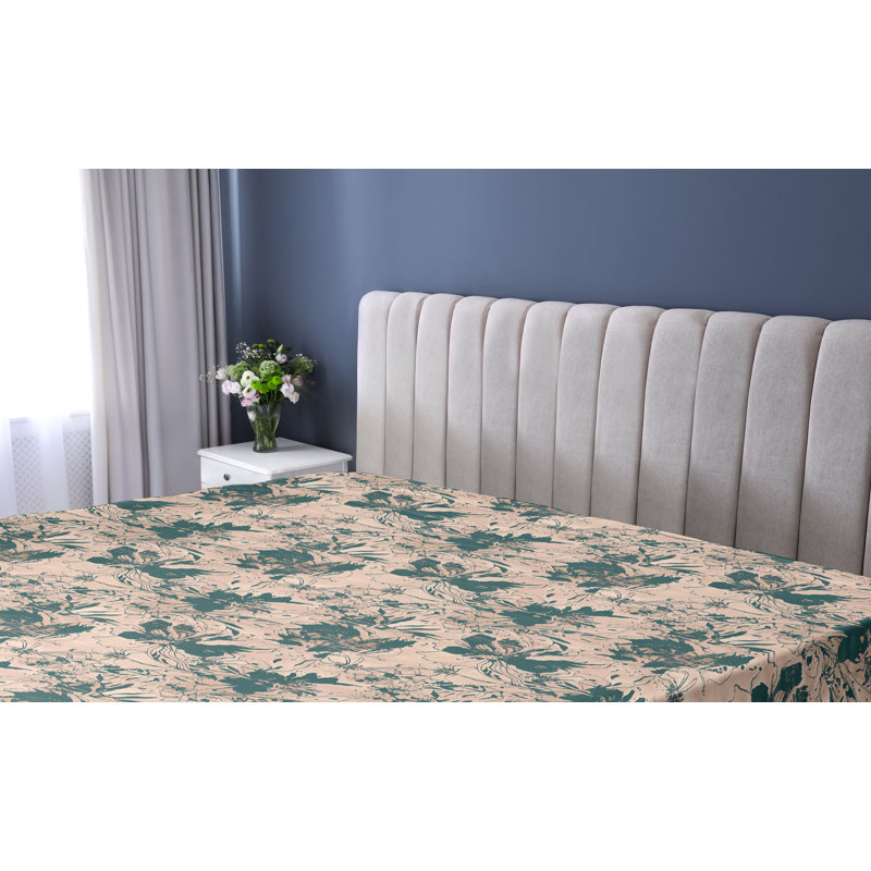 Drap-housse Ambesonne, Vert forêt, saumon pâle / floral, Drap-housse de taille simple