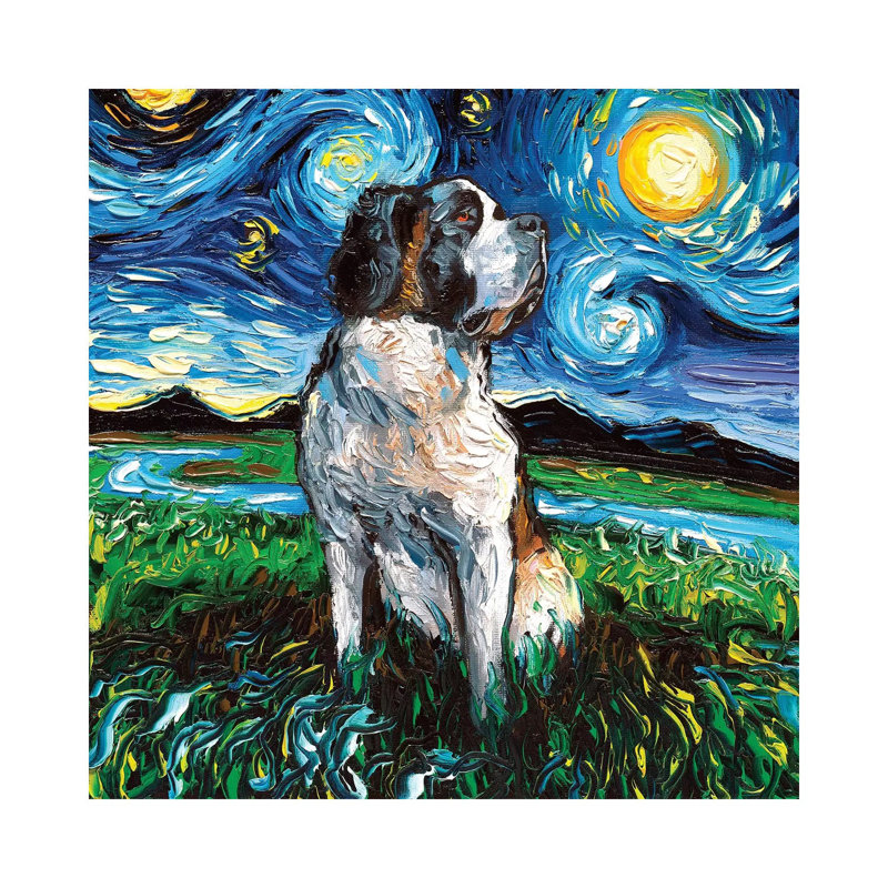 Saint Bernard Night by Aja Trier - Wrapped Canvas Print, 66.04 cm H x 66.04 cm W x 1.91 cm D