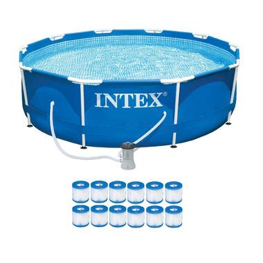 Intex 29024E 16 Foot Above Ground Swimming Pool Solar Cover With Carry Bag,  Blue & Reviews