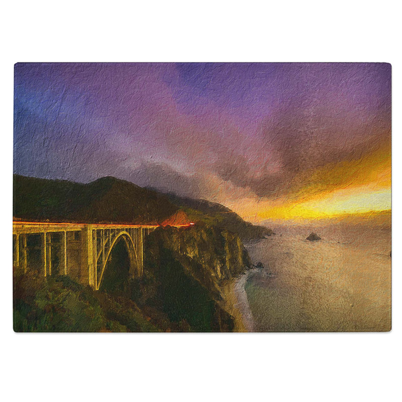 Tempered Glass Bixby Bridge in California Chopping Board, 39 cm W x 28.5 cm L