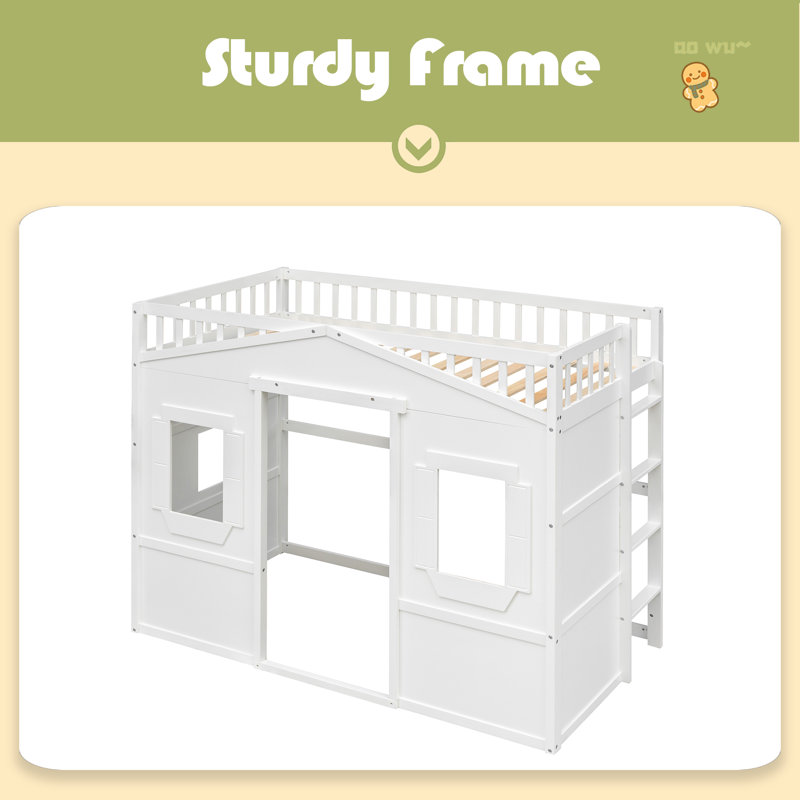 Lit mezzanine simple avec échelle, Blanc
