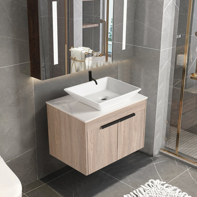 Ensemble de meuble-lavabo simple de 24 po Ã  fixation murale avec lavabo en cÃ©ramique