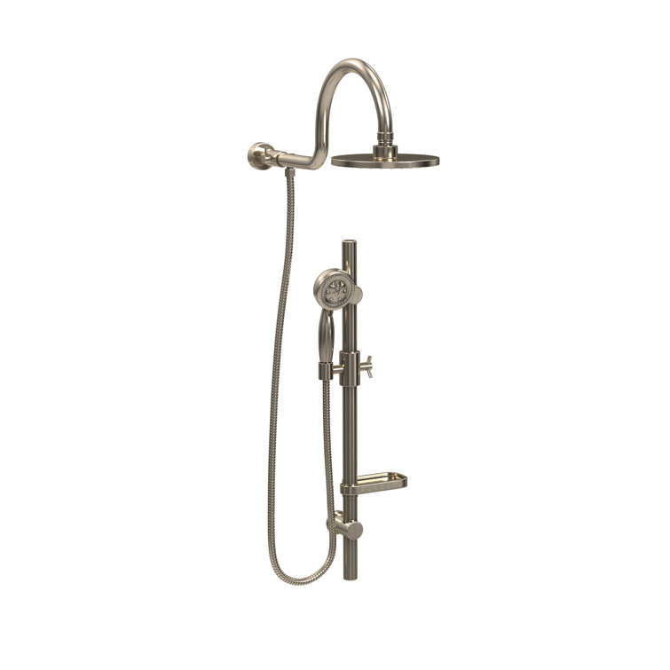 AquaRain 8-in Rain Showerhead Shower System with Adjustable Slide Bar and Multi-function Handshower