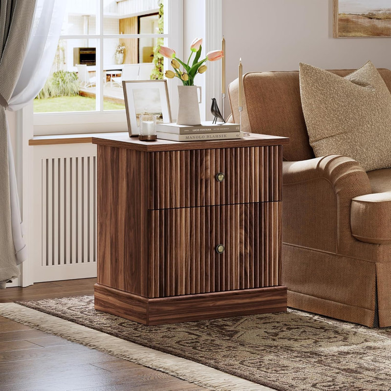 57.7 cm W Bedside Table, Brown