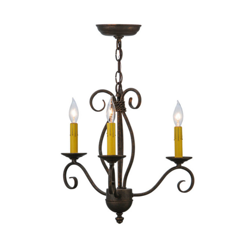 Sienna 3 - Light Chandelier, Rustic Iron, Aged Celadon Parchment