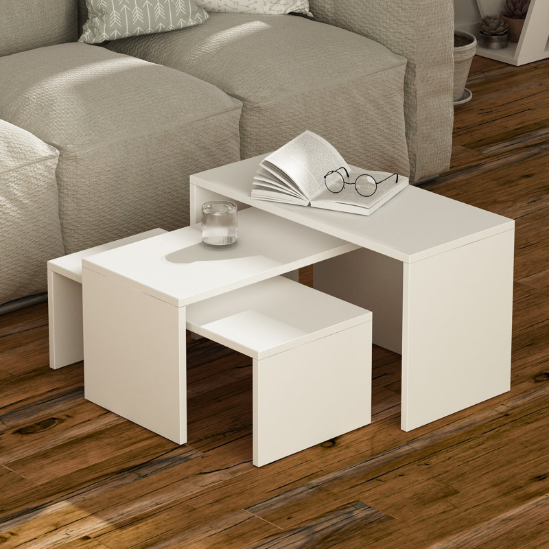 Paris 3 Piece Nest of Coffee Tables Set, White