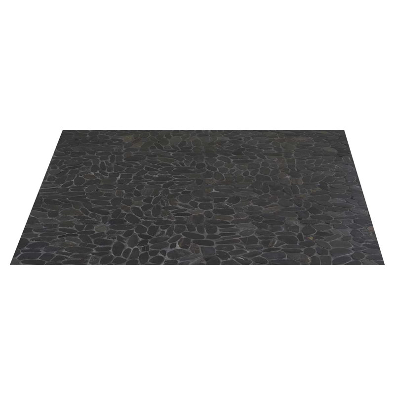 Cobblestone Motley Brown Sliced Pebble Honed Mosaic Tile, Black Sliced