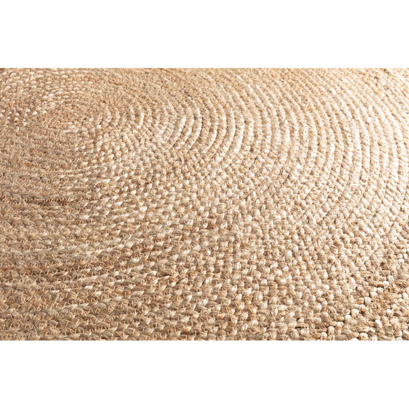 Stanley Hand Braided Jute Beige Rug, Round 90cm