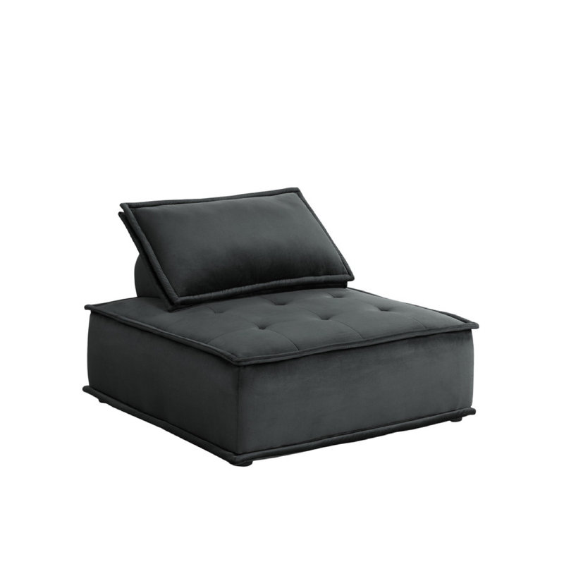 Gouvernour Velvet 6 seat Sectional Sofa ottoman, Black Velvet