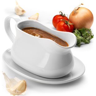 Ovente Electric Gravy Boat Warmer with 13.5 Oz Serving Ceramic Pot & Lid  Cover, Sauce Boat