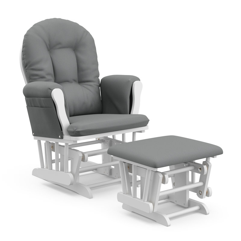 Hoop Glider with Ottoman, White, Gray