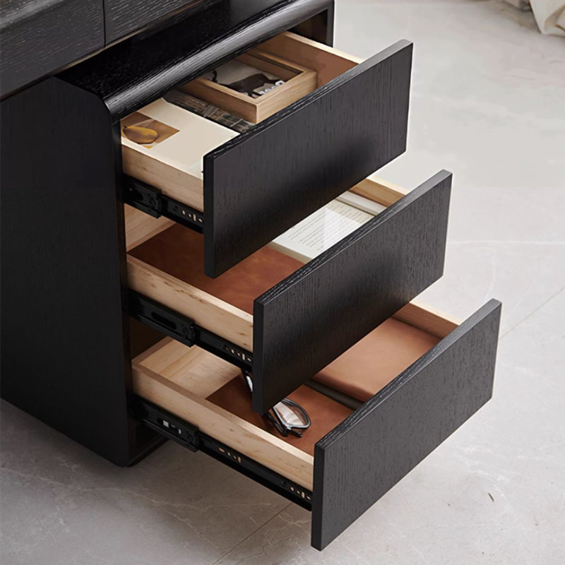 Bureau rectangulaire en bois manufacturé noir, H 29,53 po x l 55,12 po x P 25,59 po