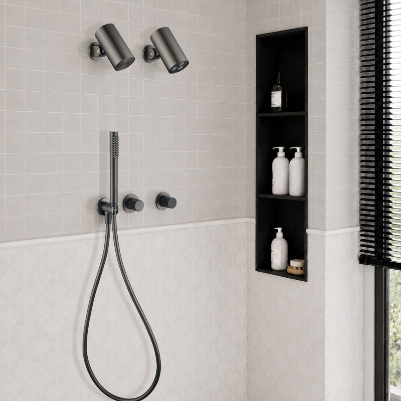 Système de douche complet avec inverseur Lamh, Gris bronze