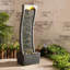 Fontaine moderne en fausse ardoise incurvée pour l'intérieur ou l'extérieur avec décorations lumineuses à DEL et pompe de 1,98 gallon et pierre