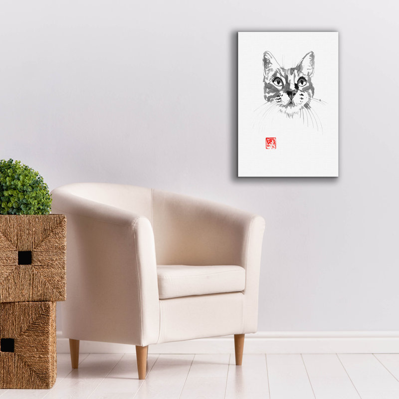 «Cat Face 2» par Pechane, art mural sur toile, H 26 po x l 18 po x P 0,75 po
