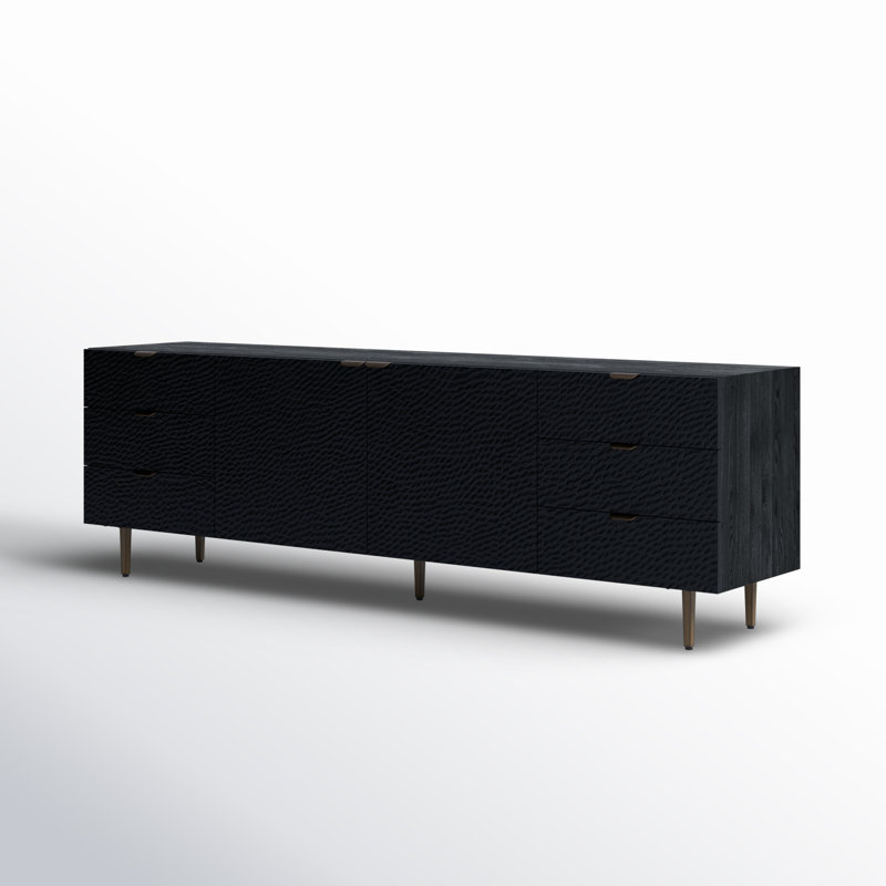 Breu Black Oak and Gold Iron 6-Drawer Sideboard