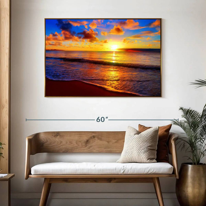 Meditation Denys Sunset, 46 po x 31 po, Cadre flottant doré