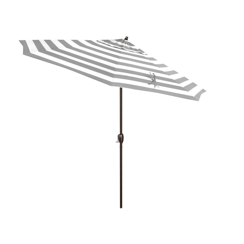 Parasol de marché 108 po Stevie, Gray White Cabana Stripe