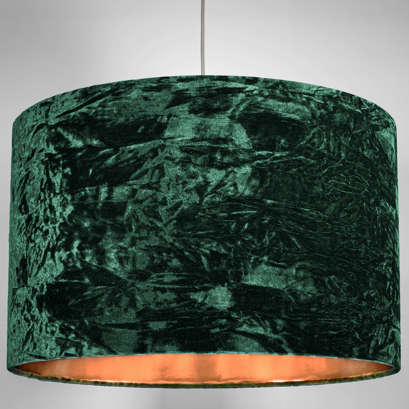 30cm Velvet Drum Lamp Shade, 22cm H x 35cm W x 35cm D, Forest Green