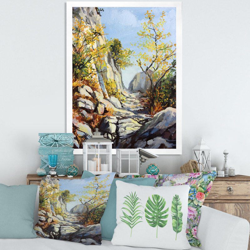 Marble Path In Autumn - reproduction d'art sur toile, H 32 po x l 24 po x P 1 po, Blanc
