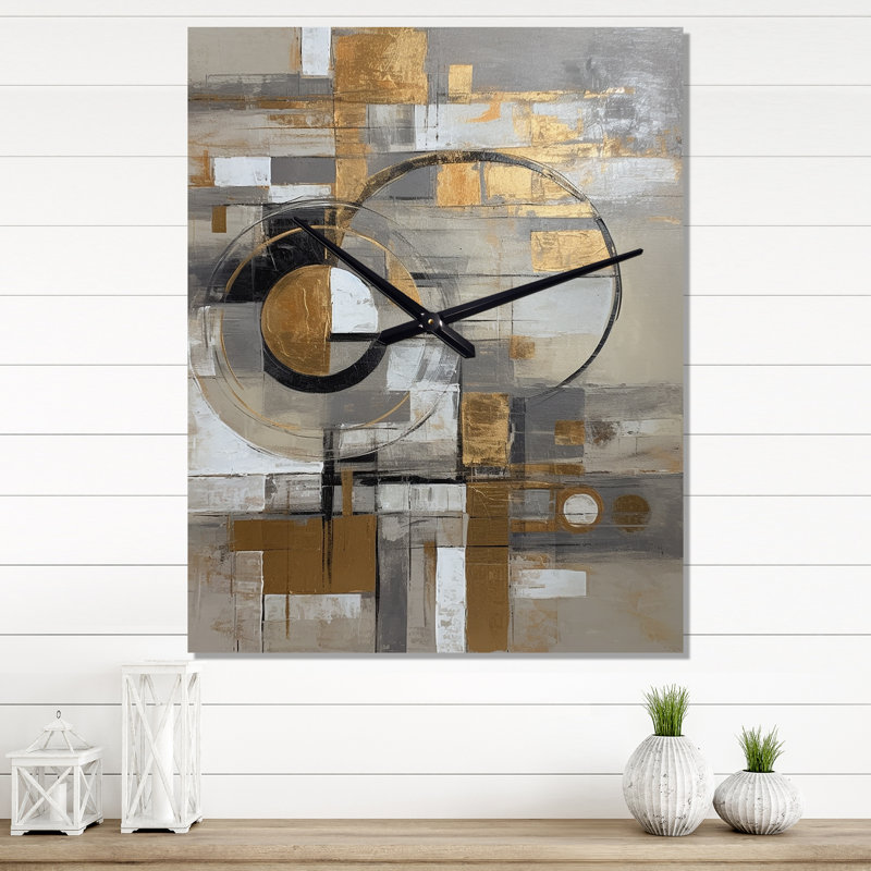 Jaione - Horloge murale abstraite Mid-Century, H 32 po x l 24 po x P 1 po