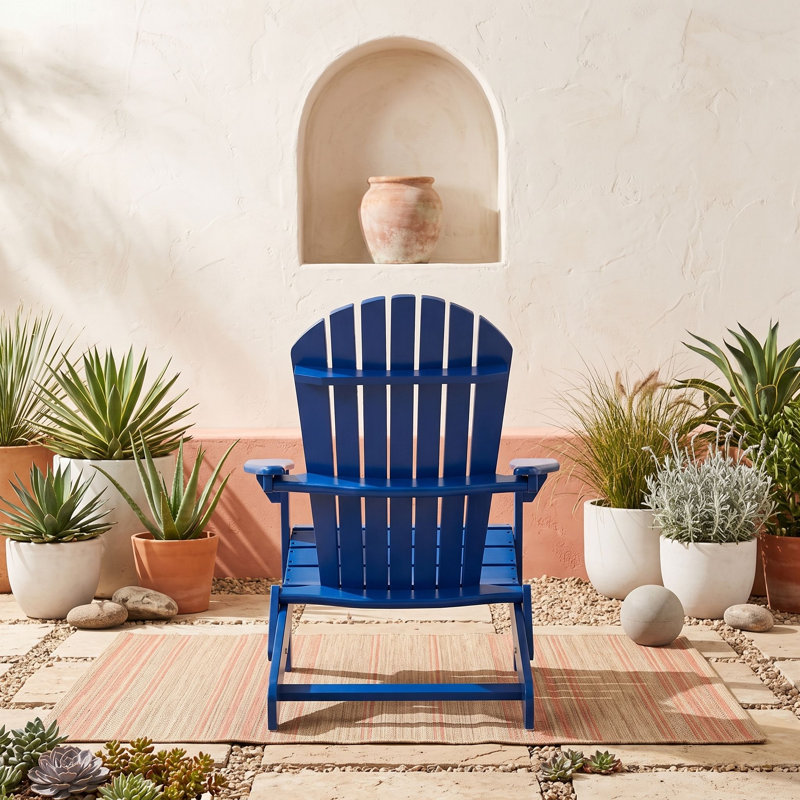 Chaise en bois avec dossier et accoudoirs, Bleu