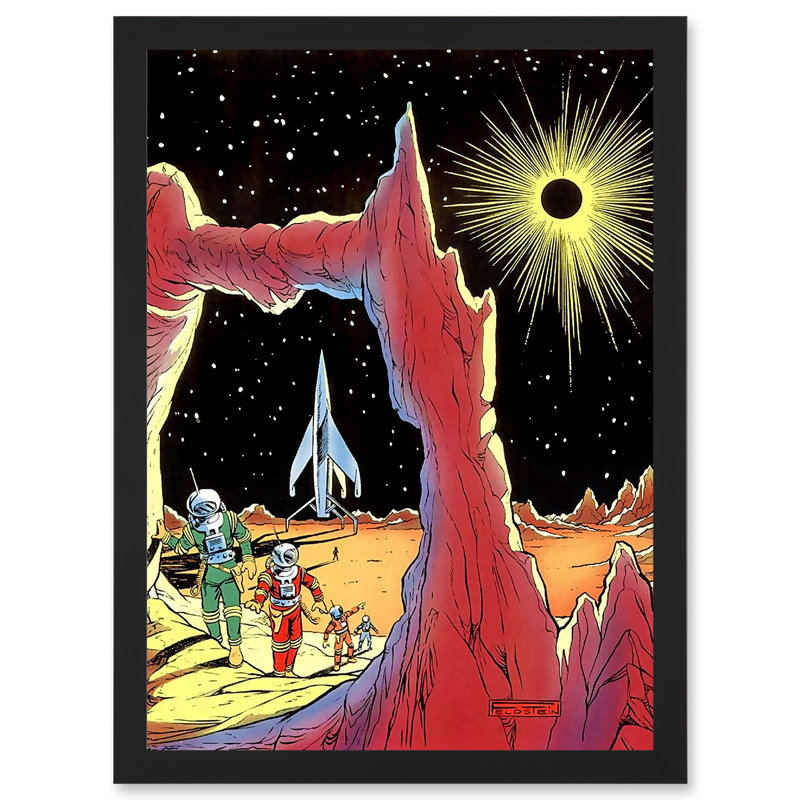 Painting Surreal Fantasy Sci Fi Alien Martian Planet Rocket Ship Space Framed A3 Wall Art Print