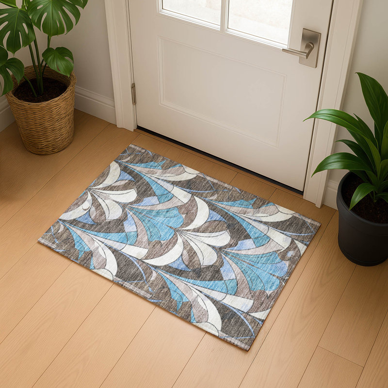 Premium Machine Washable Mayfield modern Rug, 1'8" x 2'6", Brown