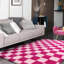 Tapis patchwork rose et rose à carreaux rouge convenant aux salons, aux chambres et aux chambres d'enfant-2030541861-2030541856