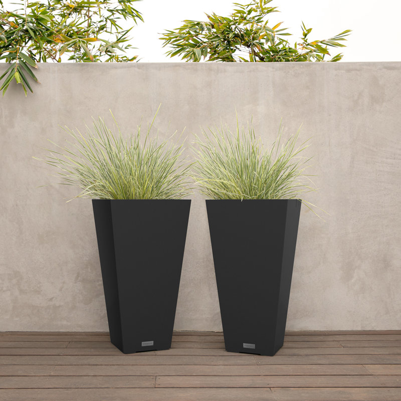 Pure Series Midland Planter, 2, Black, 30" H x 15.25" W x 15.25" D
