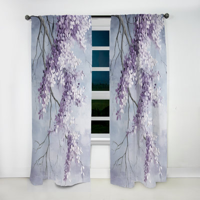Beautiful Lilac Dreamscape IV - Lilacs Blackout Floral Curtain - 1 Panel