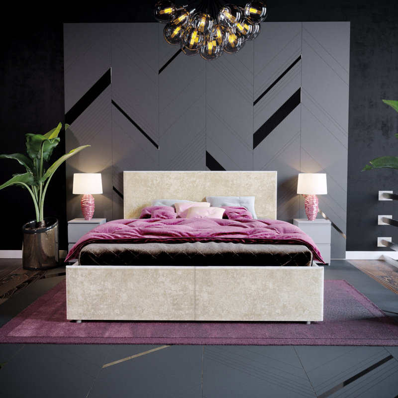 Enya Upholstered Ottoman Bed, UKFR Certified, Oyster, Double (4'7)