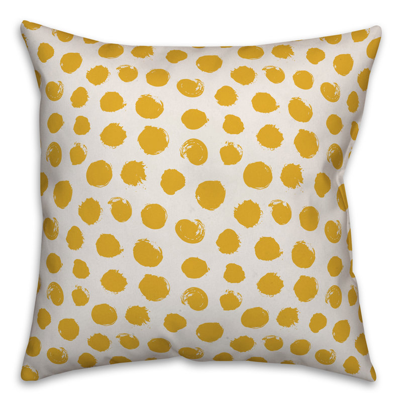 Polka Dots Reversible Throw Pillow, White/Yellow Polka Dots 1, 18" x 18"